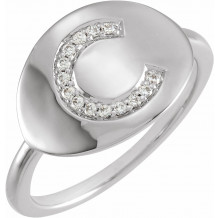 14K White Initial C .08 CTW Diamond Ring - 653628607P