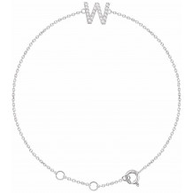 14K White .07 CTW Diamond Initial W 6-7 Bracelet - 65268960023P