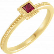 14K Yellow Ruby Stackable Family Ring - 715186021P