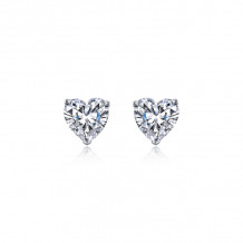 Lafonn Platinum Heart Solitaire Stud Earrings - E0520CLP00