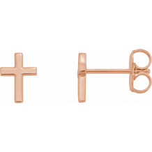14K Rose 7.5 mm Cross Earrings - R17014607P