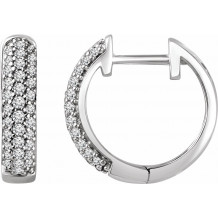 14K White 1/3 CTW Diamond Hoop Earrings - 65295560001P