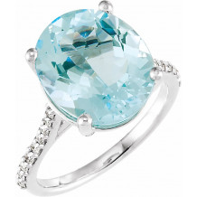 14K White Sky Blue Topaz & 1/4 CTW Diamond Ring - 71722602P