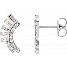14K White 1/3 CTW Diamond Curved Fan Earrings - 87071605P