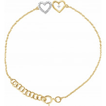 10K Yellow .07 CTW Diamond Double Heart 7 Bracelet - 65269060000P