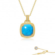 Lafonn Gold Blue Halo Necklace - P0267TQG20