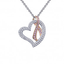 Lafonn Pink Ribbon Heart Pendant Necklace - P0159CPP18