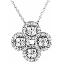 14K White 1/2 CTW Diamond Clover 18 Necklace - 86309600P