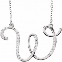 14K White 1/10 CTW Diamond Initial W 16 Necklace - 67399144P