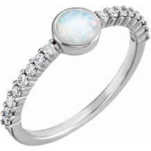 14K White Opal & 1/4 CTW Diamond Ring - 71823600P