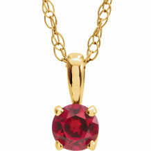 14K Yellow 3 mm Round Ruby Youth Birthstone 14 Necklace - 2839370068P