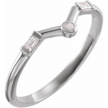 14K White Opal & .08 CTW Diamond V Ring - 72140104P