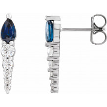 14K White Blue Sapphire & 1/4 CTW Diamond Earrings - 870256011P