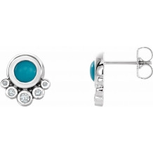 14K White Turquoise & 1/8 CTW Diamond Earrings - 86780620P