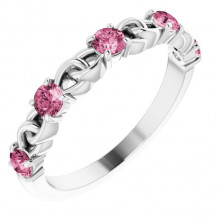 14K White Pink Tourmaline Stackable Link Ring - 72047614P