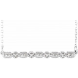 14K White 1/10 CTW Diamond Milgrain Bar 16-18 Necklace - 86705604P photo