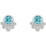 14K White Blue Zircon & 1/8 CTW Diamond Earrings - 86777655P photo 2