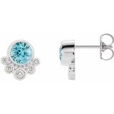 14K White Blue Zircon & 1/8 CTW Diamond Earrings - 86777655P photo
