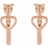 14K Rose Pierced Heart Rope Hoop Earrings - 653407602P photo 2