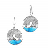 Alamea Sterling Silver Larimar and CZ Wave Earrings photo