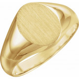14K Yellow 10x8 mm Oval Signet Ring - 5543111827P photo