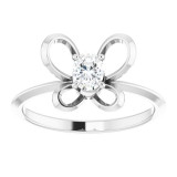 14K White 4x3 mm Oval April Youth Butterfly Birthstone Ring - 653415611P photo 3