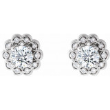 14K White 5/8 CTW Diamond Halo-Style Earrings - 86663605P photo 2