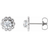 14K White 5/8 CTW Diamond Halo-Style Earrings - 86663605P photo