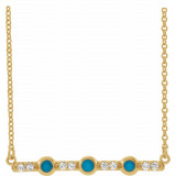 14K Yellow Turquoise & 1/8 CTW Diamond Bar 18 Necklace - 86817626P photo