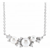 14K White Akoya Cultured Pearl & .08 CTW Diamond 18 Necklace - 87273124P photo