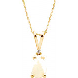 14K Yellow 9x6 mm Pear Opal & .02 CT Diamond 18 Necklace - 6902961972P photo