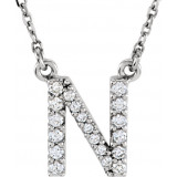 14K White Initial N 1/8 CTW Diamond 16 Necklace - 67311113P photo
