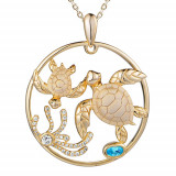 Alamea Sterling Silver and CZ Mom and Baby Turtle Pendant photo