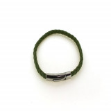 Southern Gates Sterling Silver Green Braided Leather Bracelet photo