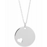 14K White Pierced Heart Disc 16-18 Necklace - 86619604P photo
