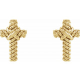 14K Yellow Rope Cross Earrings - R170111001P photo 2
