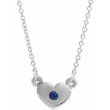 14K White Blue Sapphire Heart 16 Necklace - 8633560040P photo