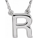 14K White Block Initial R 16 Necklace - 84634316230P photo