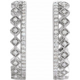 14K White 1/4 CTW Diamond Geometric Hoop Earrings - 653411601P photo 2