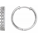 14K White 1/4 CTW Diamond Geometric Hoop Earrings - 653411601P photo