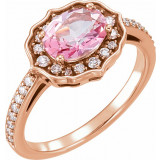 14K Rose Baby Pink Topaz & 1/3 CTW Diamond Ring - 71873602P photo