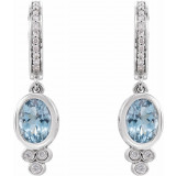 14K White Aquamarine & 1/6 CTW Diamond Hoop Earrings - 86533600P photo 2
