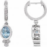 14K White Aquamarine & 1/6 CTW Diamond Hoop Earrings - 86533600P photo