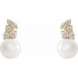 14K Yellow Freshwater Cultured Pearl & 3/8 CTW Diamond Earrings - 86891606P photo 2