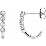 14K White 1/4 CTW Diamond J-Hoop Earrings - 653413601P photo