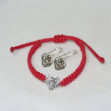 Southern Gates Sterling Silver Filigree Macrame Heart Earrings and Bracelet Jewelry Set photo