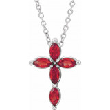 14K White Ruby Cross Necklace - R423776115P photo