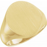 14K Yellow 18x16 mm Oval Signet Ring - 9600123830P photo