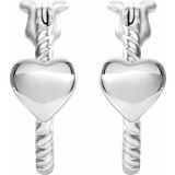 14K White 14 mm Heart Rope Hoop Earrings - 653402601P photo 2