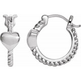14K White 14 mm Heart Rope Hoop Earrings - 653402601P photo